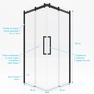 Paroi porte de douche type industriel ouverture d'angle profiles noir mat - verre trempe 8mm