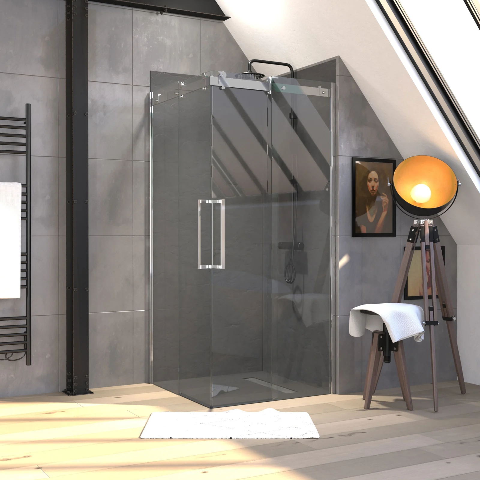 Porte de douche carree - ROLLING CHROMED SQUARE 90X90 Porte de douche carree - ROLLING CHROMED SQUARE 90X90