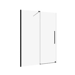Porte de Douche Coulissante 140x195cm Verre Trempé Transparent 6mm - Finition Noire Mate - SLIDE-IN
