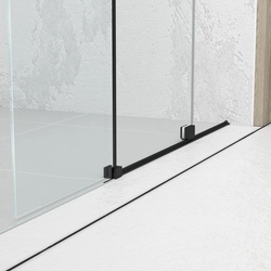 Porte de Douche Coulissante 140x195cm Verre Trempé Transparent 6mm - Finition Noire Mate - SLIDE-IN