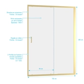 Porte de douche Coulissante 140x200cm - Profilés Or Brossé - Verre Trempé 6mm - GOLDY CRUSH