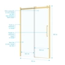 Porte de Douche Coulissante Type Industriel 120x200 cm - Finition Or Doré Brossé - Verre Trempé 6 mm