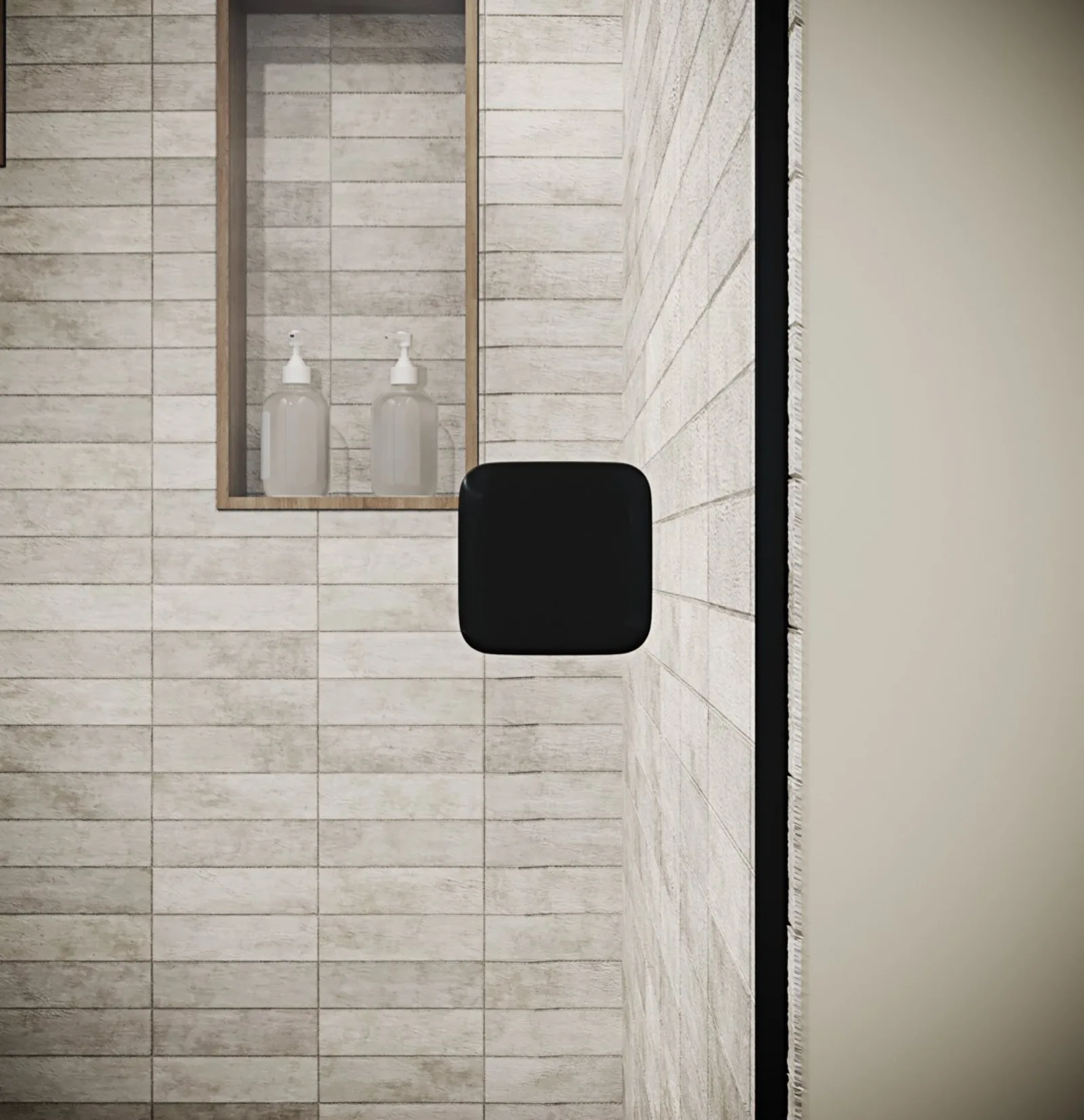 Porte de Douche Pivotante 80x180 cm en Verre Trempe 5 mm - Finition Noire - DARK ELEMENTARY