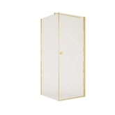 Porte de Douche Pivotante 80x180cm et Retour 80cm - Verre 8mm Anticalcaire - Profil Or Brosse