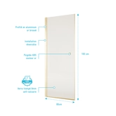 Porte de Douche Pivotante 80x195cm - Verre Trempe 8mm Anticalcaire - Alu Or Brosse - GOLD ELEMENTARY