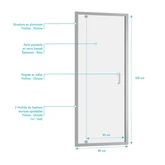 Porte de douche pivotante - 80x200 cm - Profilés Chrome - verre trempé 6 mm - CHROMED CRUSH PIVOTANTE