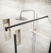 Porte de Douche Pivotante 90x180cm et Retour 80cm - Verre 8mm Anticalcaire - Profil Noir