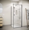 Porte de Douche Pivotante 90x180cm et Retour 80cm - Verre 8mm Anticalcaire - Profil Noir