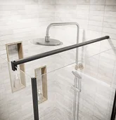 Porte de Douche Pivotante 90x180cm et Retour 90cm - Profil Noir - Verre 5mm - DARK ELEMENTARY