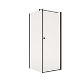 Porte de Douche Pivotante 90x180cm et Retour 90cm - Profil Noir - Verre 5mm - DARK ELEMENTARY