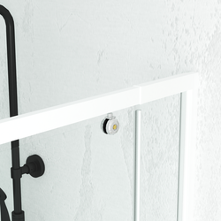 Porte de douche pivotante ajustable de 69 à 80cm en Alu. Blanc et verre transparent - WHITY PIVOT