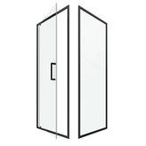 Porte de douche Pivotante et retour 90x90x200 - Profilés noir mat - CRUSH PIVOTANTE