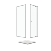 Porte de douche pivotante extensible 78 à 90cm + paroi de retour 80 + receveur 80x80 - WHITY PIVOT