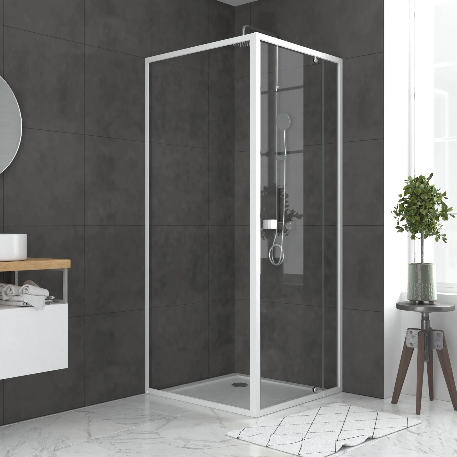 Ponsi Porte de douche pivotante de 80 cm - Banio salle de bain