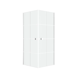 Portes de Douche en Angle 80x80x190 cm - Motifs carrés - Profilés Blanc - WHITE CUBE