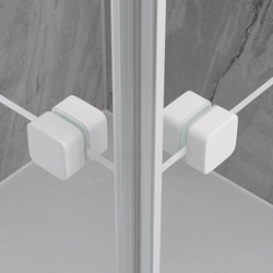 Portes de Douche en Angle 80x80x190 cm - Motifs carrés - Profilés Blanc - WHITE CUBE