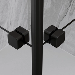 Portes de Douche en Angle 80x80x190 cm - Motifs carrés - Profilés Noir Mat - BLACK CUBE