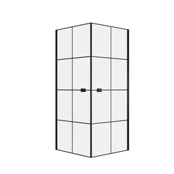 Portes de Douche en Angle 80x80x190 cm - Motifs carrés - Profilés Noir Mat - BLACK CUBE