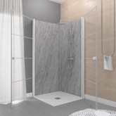 Portes de Douche en Angle 90x90x190 cm - Motifs carrés - Profilés Blanc - WHITE CUBE