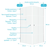 Portes de Douche en Angle 90x90x190 cm - Motifs carrés - Profilés Blanc - WHITE CUBE