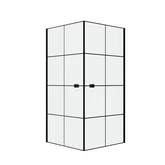 Portes de Douche en Angle 90x90x190 cm - Motifs carrés - Profilés Noir Mat - BLACK CUBE