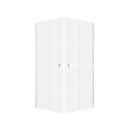 Portes de Douche en Angle 90x90x190 cm - Motifs carrés - Profilés Blanc - WHITE CUBE