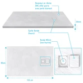 Receveur à poser en matériaux composite SMC - Finition ardoise blanc mat - 80x120 cm