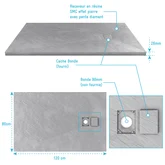 Receveur à poser en matériaux composite SMC - Finition ardoise grise - 80x120cm - ROCK 2 GREY 80