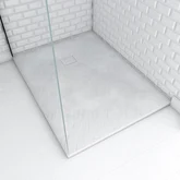 Receveur à poser en materiaux composite SMC - Finition ardoise blanc mat - 90x120 cm - ROCK 2 WHITE