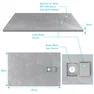 Receveur à poser en matériaux composite SMC - Finition ardoise grise - 80x120cm - ROCK 2 GREY 80