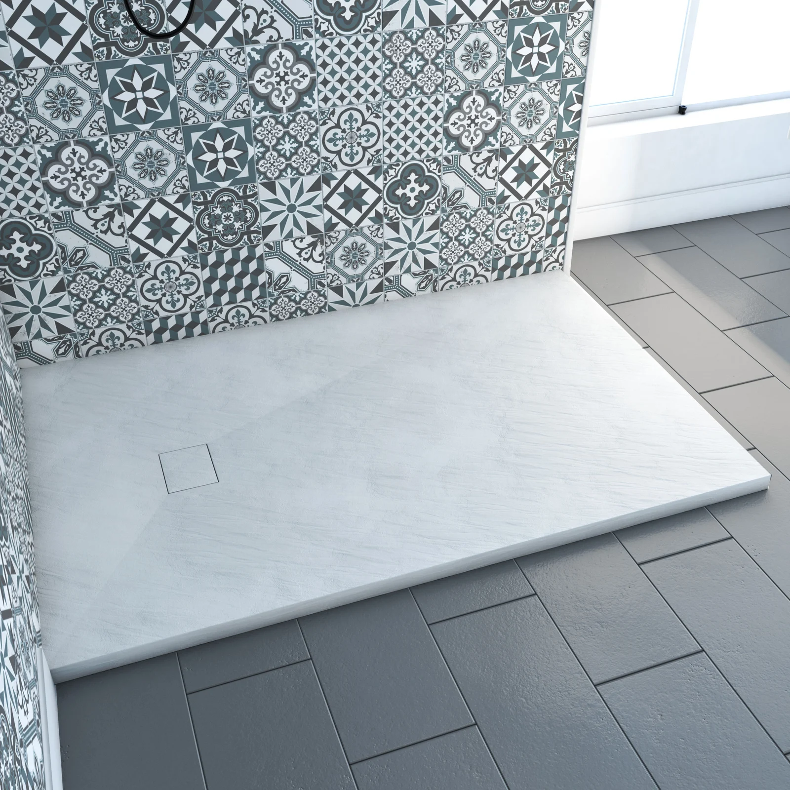 Receveur a poser en materiaux composite SMC - Finition ardoise blanc mat - 90x140 cm Receveur a poser en materiaux composite SMC - Finition ardoise blanc mat - 90x140 cm