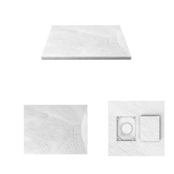 Receveur à poser en materiaux composite SMC - Finition ardoise blanc mat - 70x90 cm - ROCK 2 WHITE