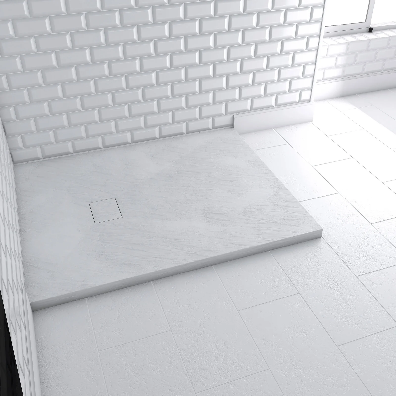Receveur à poser en materiaux composite SMC - Finition ardoise blanc mat - 80x100 cm - ROCK 2 WHITE Receveur à poser en materiaux composite SMC - Finition ardoise blanc mat - 80x100 cm - ROCK 2 WHITE