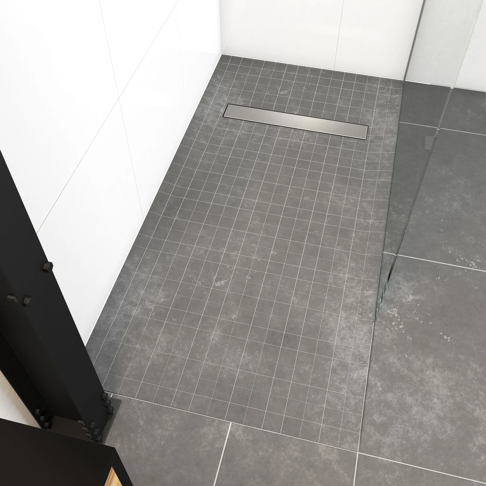 RECEVEUR DE DOUCHE A CARRELER 90x160CM RECOUPABLE SUR MESURE AVEC BONDE CANIVEAU RAINY LINEAR 160