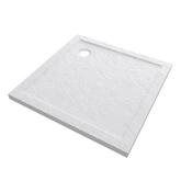 Receveur de douche a poser carre extra plat en acrylique renforcee blanc finition pierre - 90x90 cm