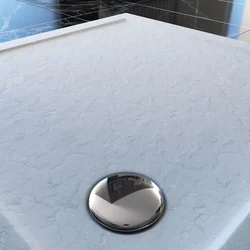 Receveur de douche a poser carre extra plat en acrylique renforcee blanc finition pierre - 90x90 cm