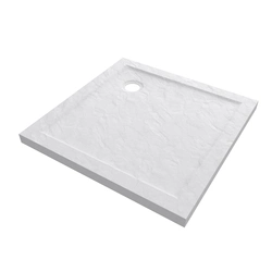 Receveur de douche a poser extra plat en acrylique renforcee blanc - finition pierre - 80x80 cm