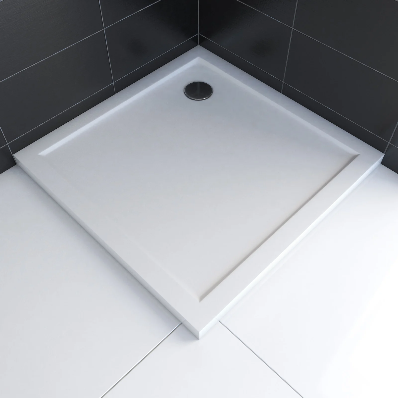 Receveur de douche 90x90 extra plat blanc à poser - Aurlane