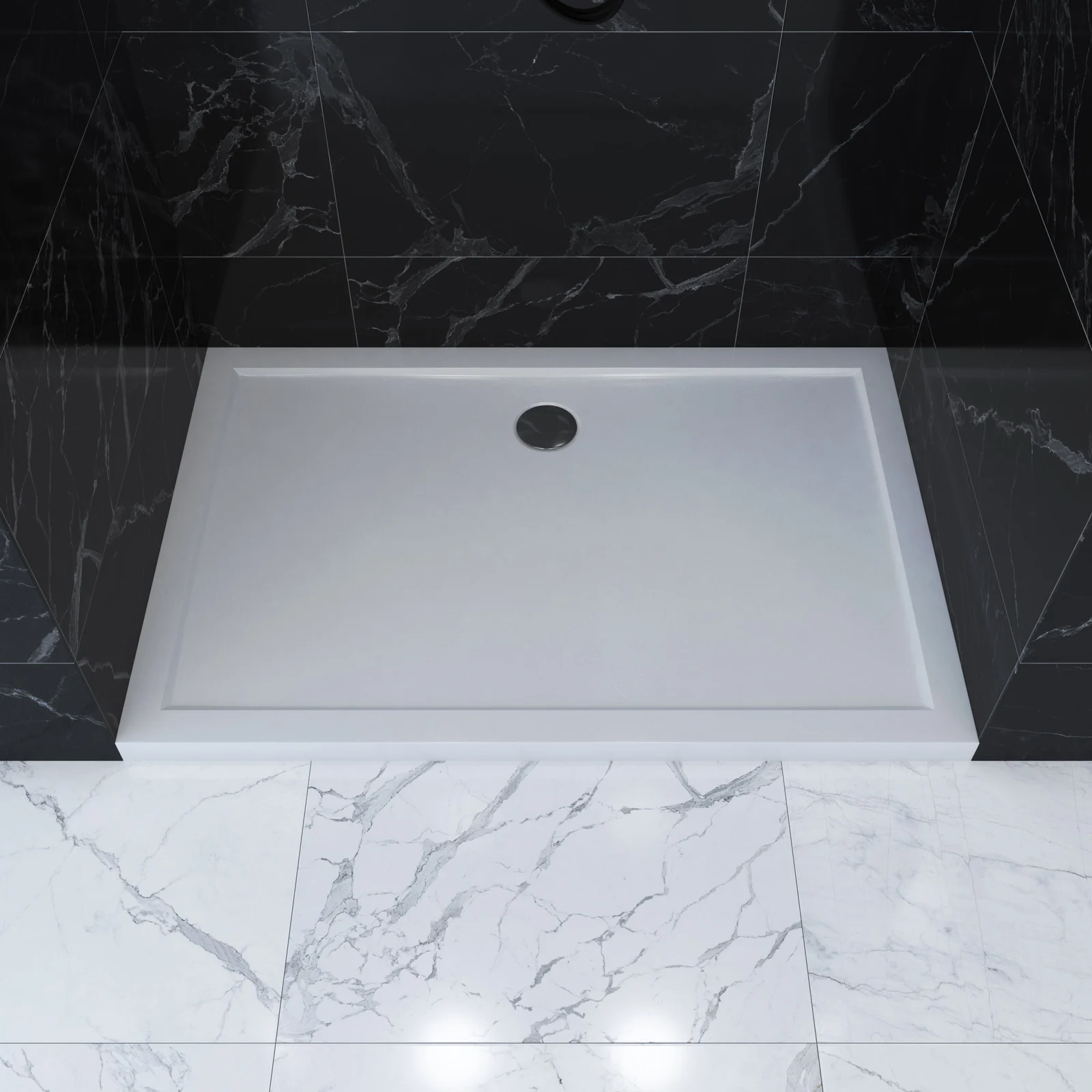 RECEVEUR DE DOUCHE A POSER EXTRA-PLAT EN ACRYLIQUE BLANC RECTANGLE - 100x80cm - BAC DE DOUCHE RECEVEUR DE DOUCHE A POSER EXTRA-PLAT EN ACRYLIQUE BLANC RECTANGLE - 100x80cm - BAC DE DOUCHE