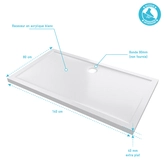 RECEVEUR DE DOUCHE A POSER EXTRA-PLAT EN ACRYLIQUE BLANC RECTANGLE - 140x80cm - BAC DE DOUCHE