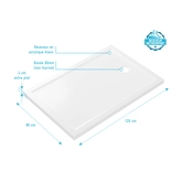 RECEVEUR DE DOUCHE A POSER EXTRA-PLAT EN ACRYLIQUE BLANC RECTANGLE - 120x80 WHITENESS 120