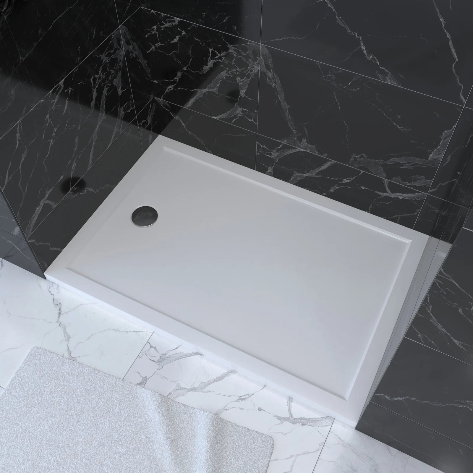 RECEVEUR DE DOUCHE A POSER EXTRA-PLAT EN ACRYLIQUE BLANC RECTANGLE - 120x80  WHITENESS 120 - Aurlane