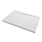 Receveur de douche a poser rectangle extra plat en acrylique renforcee blanc - finition pierre