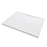 Receveur de douche a poser rectangle extra plat en acrylique renforcee blanc - finition pierre