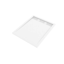 Receveur en acrylique Blanc 80x100x4 cm + Grilles Linéaires Chrome et Blanche - WHITENESS II