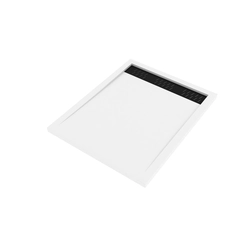 Receveur en acrylique Blanc 80x100x4 cm + Grilles Linéaires Chrome et Noire - WHITENESS II