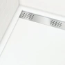 Receveur en acrylique Blanc 80x120x4 cm - Grille Linéaire Chrome - WHITENESS II