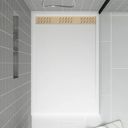 Receveur en acrylique Blanc 80x120x4 cm + Grilles Linéaires Chrome et Or Brossé - WHITENESS II