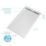 Receveur en acrylique Blanc 80x140x5 cm - Grille Linéaire Chrome - WHITENESS II