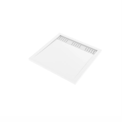 Receveur en acrylique Blanc 80x80x4 cm + Grilles Linéaires Chrome et Blanche - WHITENESS II